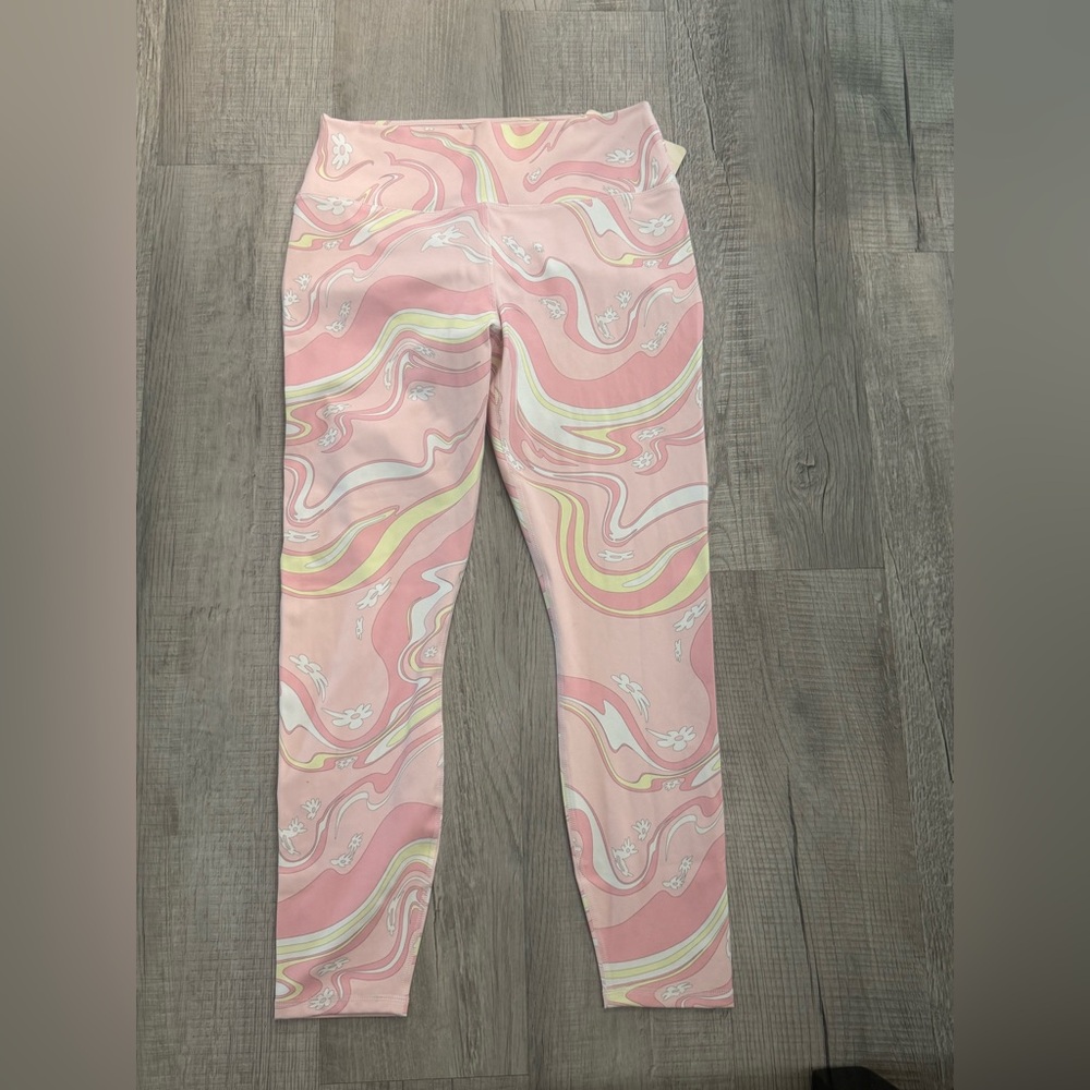 Fabletics Pink and White Marbled Leggings